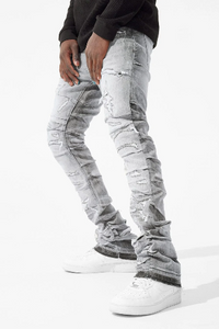 MARTIN STACKED - RIPPLE EFFECT DENIM ARCTIC GREY Jeans