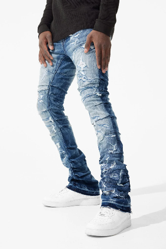 MARTIN STACKED - RIPPLE EFFECT DENIM AGED WASH Jeans