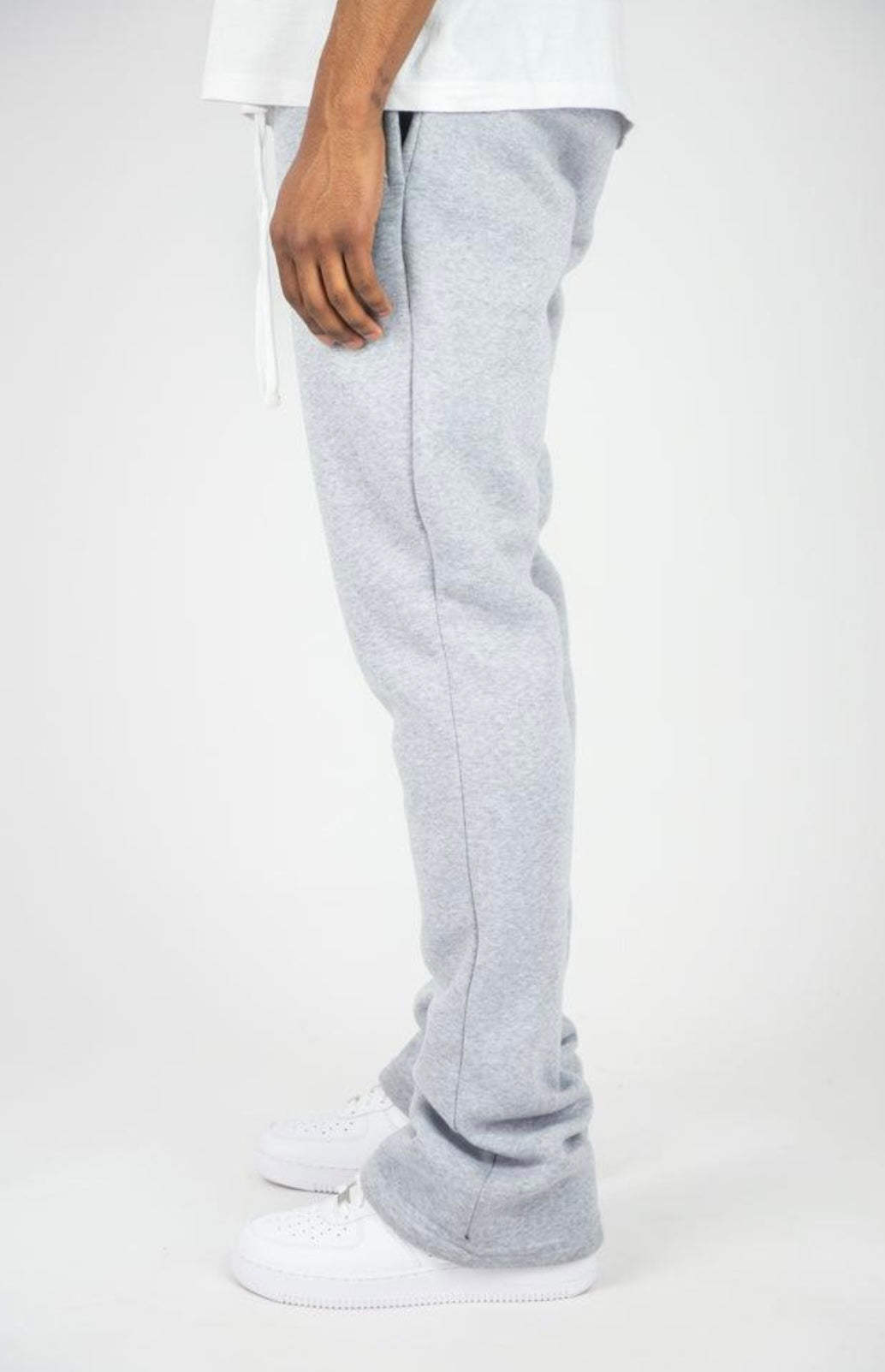 STACKED FLEECE PANTS Heather Grey