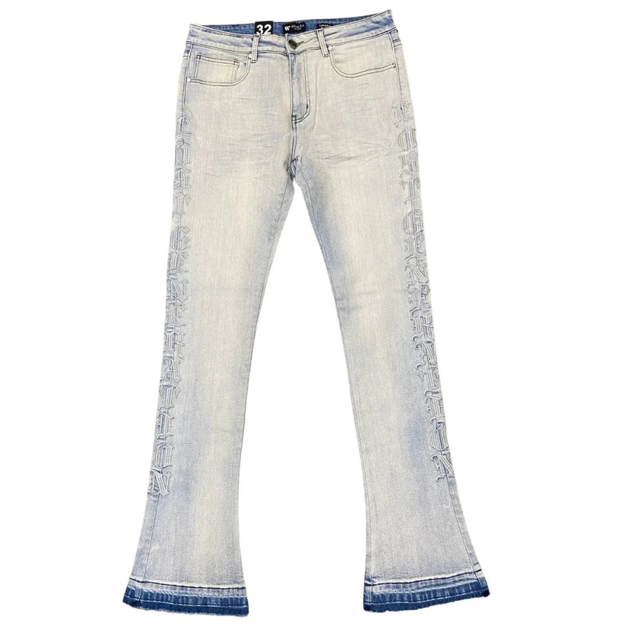 WAIMEA MENS 'ICE WASH' STACKED FIT JEANS