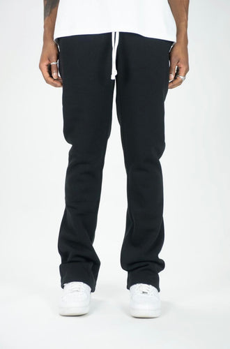 STACKED FLEECE PANTS ( Black )