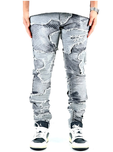 LIN Men's Premium Heavy Washed Skinny Denim Pants