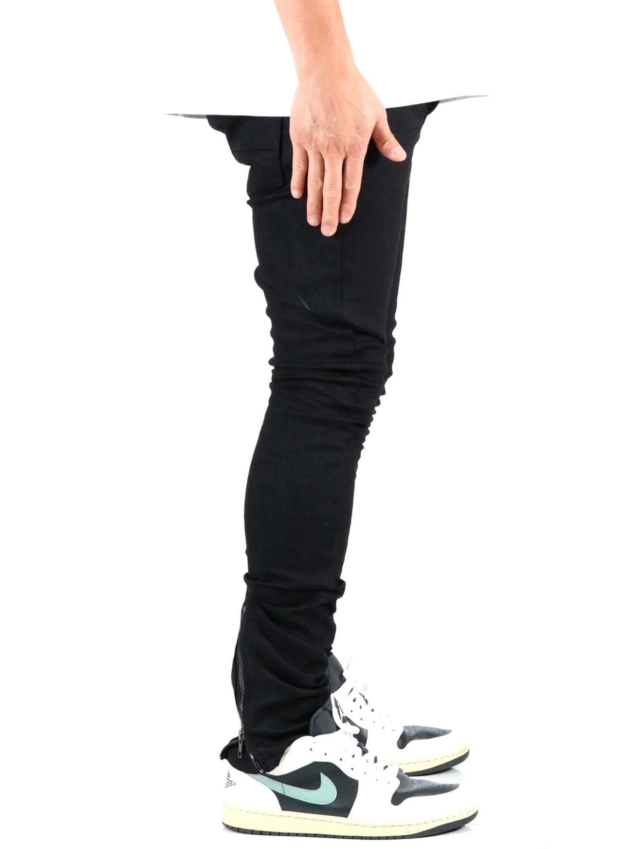 ALAN Men's Premium Wax Coated Skinny Denim Pants