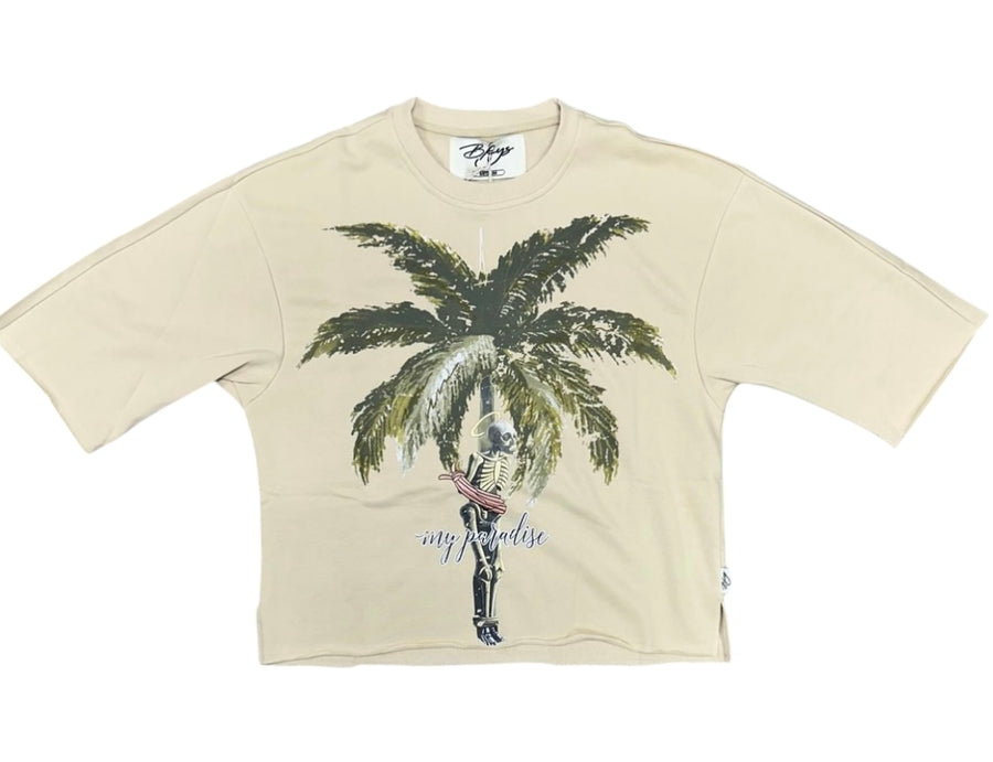 "PARADAISE" F-TERRY CROPPED TEE (cream)