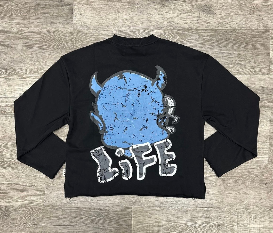 "HIGH LIFE" F-TERRY LONG SLEEVE CROPPED T-SHIRT