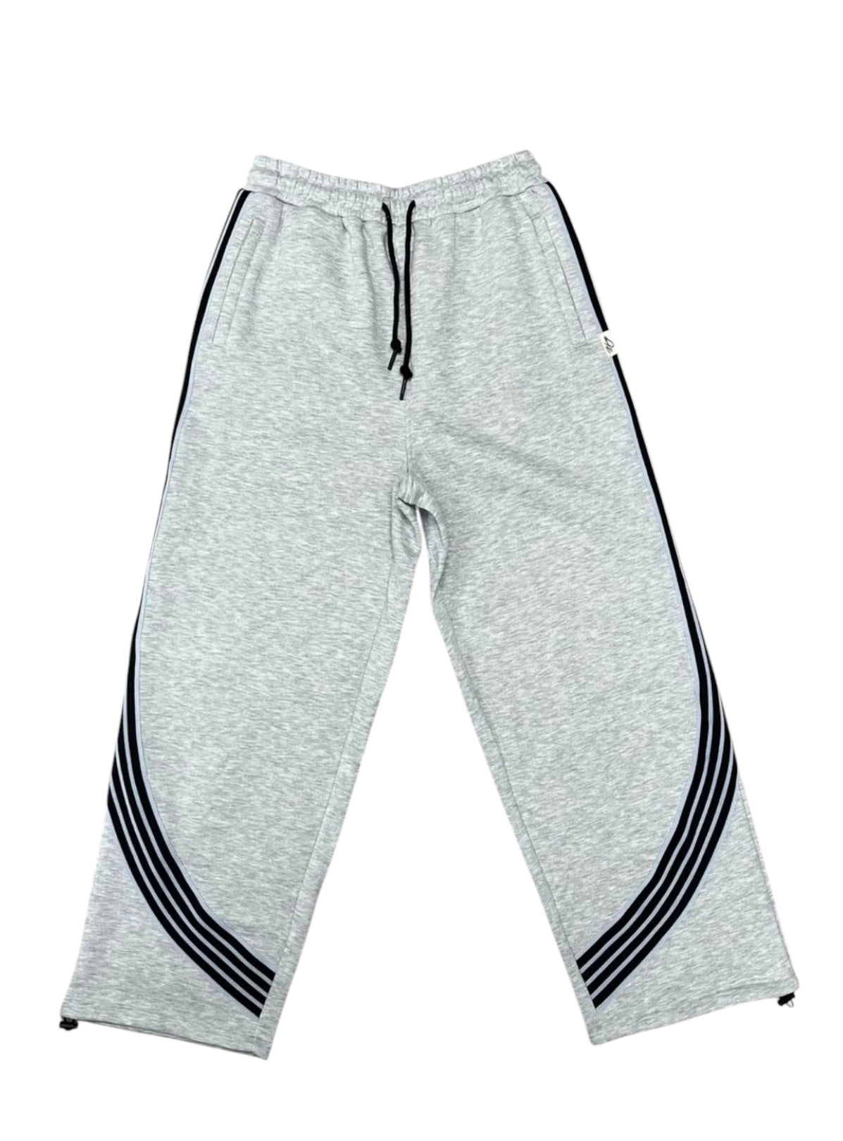 FLEECE STRIPED BAGGY PANTS (Grey)