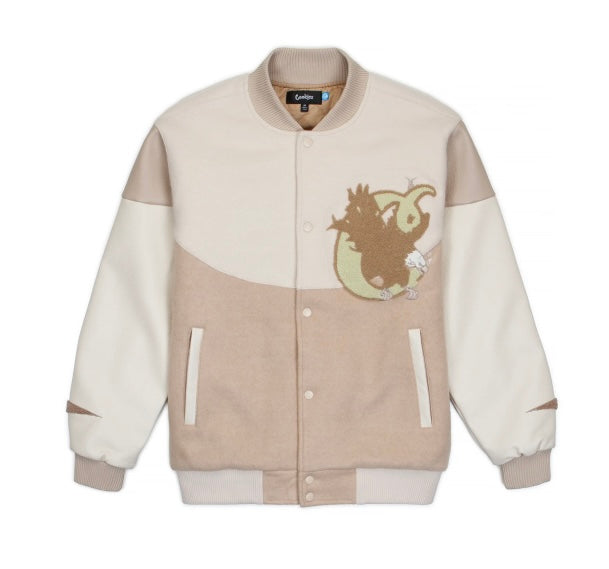 Mont Blanc Melton Wool Varsity Jacket With Contrast Panels And Applique Artwork