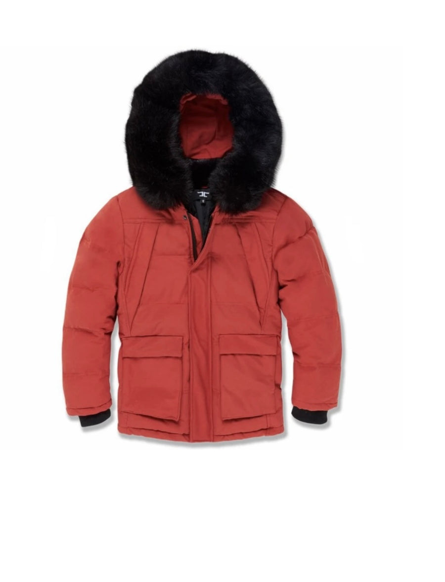 KIDS& BOYS JORDAN CRAIG BISMARCK FUR LINED PARKA JACKET RED